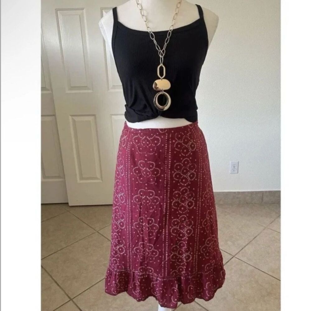 Route 66 Boho Midi Skirt Sequin Embellished Ruffle Hem Size 7/8 100% Cotton